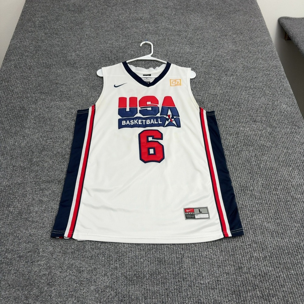 USA Basketball Nike Jersey Mens L White Patrick Ewing 6 Dream Team Sport